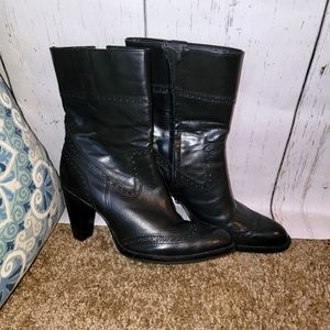 Black sz 8 leather upper boots